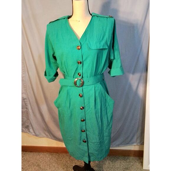 Caroline Wells collection green dress - Picture 1 of 7